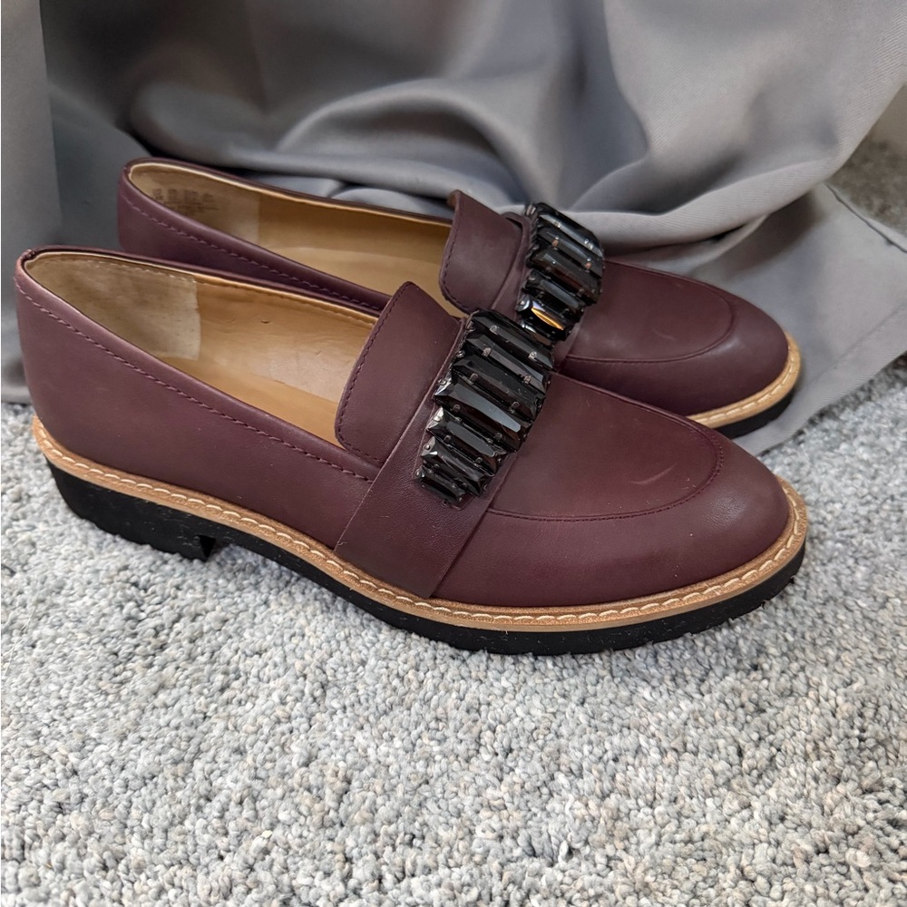 FRANCO SARTO Burgundy Loafers with Black Embellishments